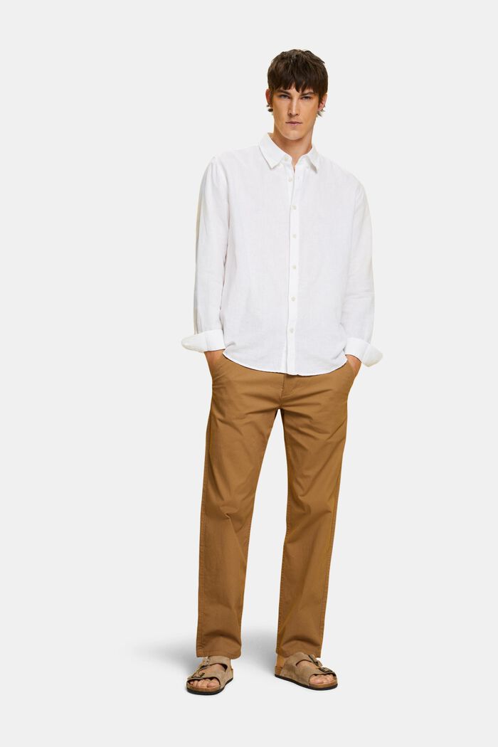 Button down-skjorta i blandad bomull och linne, WHITE, detail image number 5
