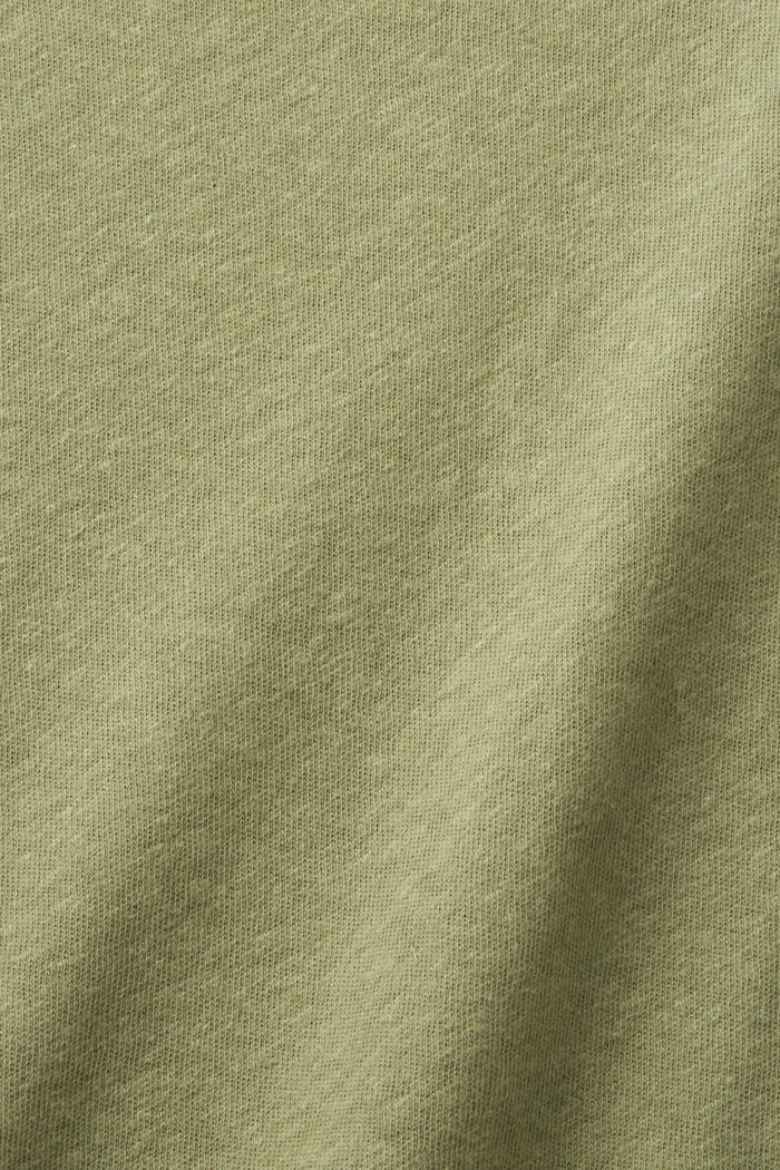 T-shirt i blandning av bomull och linne, LIGHT KHAKI, detail image number 5