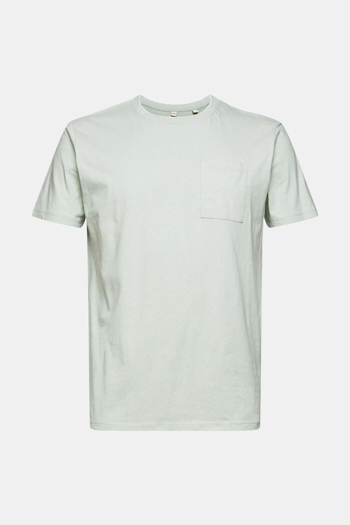 Med linneandel: jersey-T-shirt med bröstficka, LIGHT KHAKI, detail image number 7