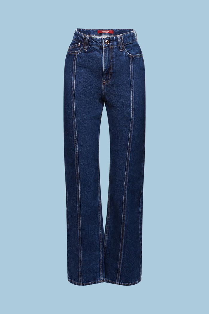 Jeans med raka ben och hög midja, BLUE DARK WASHED, detail image number 5