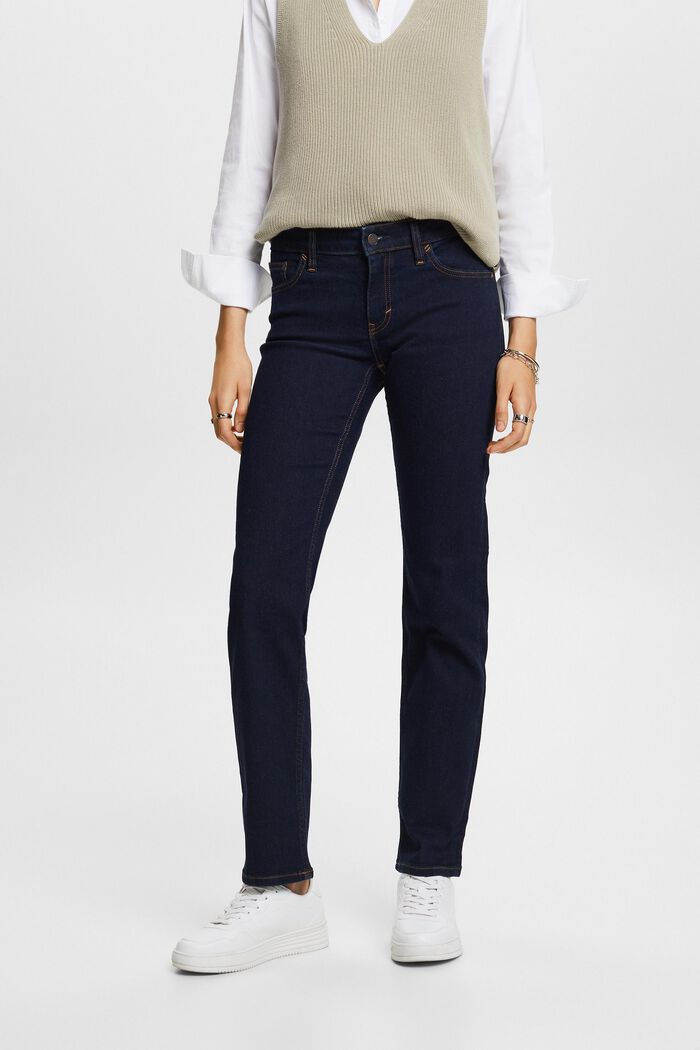Straight leg stretch jeans, bomullsmix, BLUE RINSE, detail image number 0