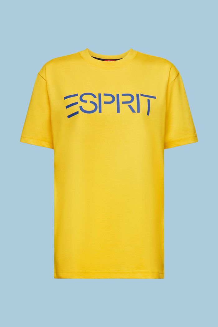 T-shirt i bomullsjersey med logo, unisexmodell, YELLOW, detail image number 8