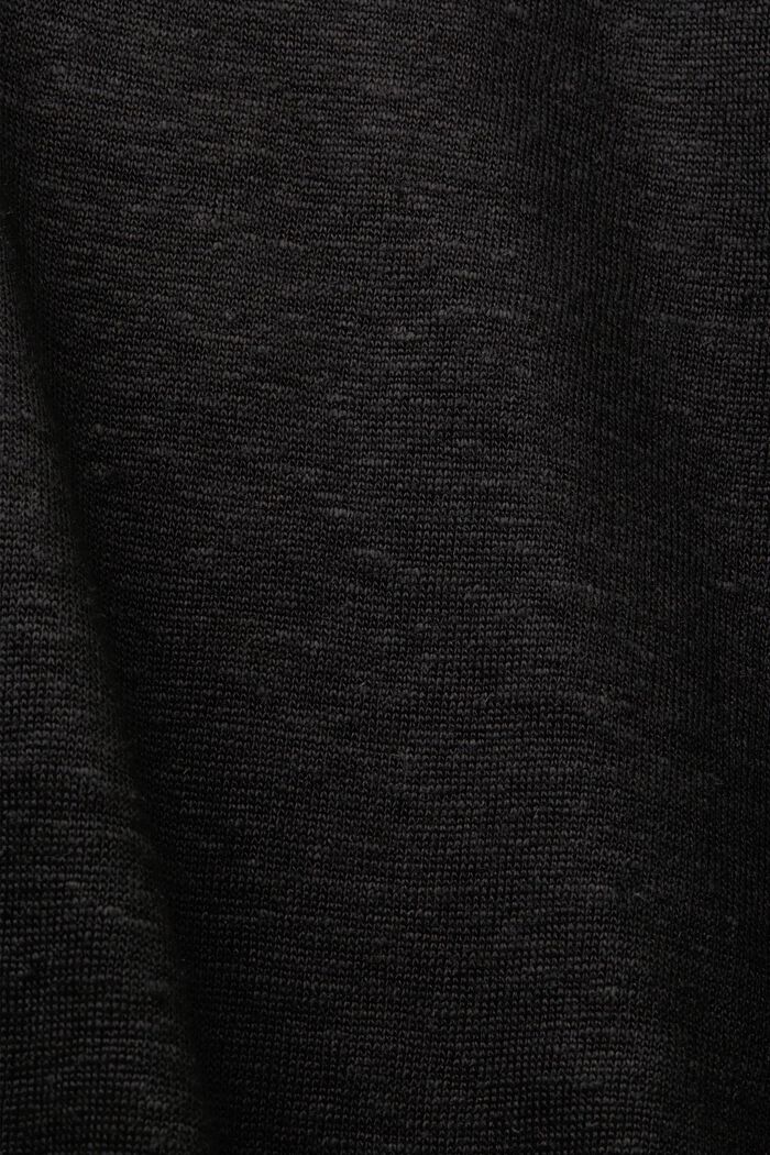 T-shirt med polokrage, 100% linne, BLACK, detail image number 5