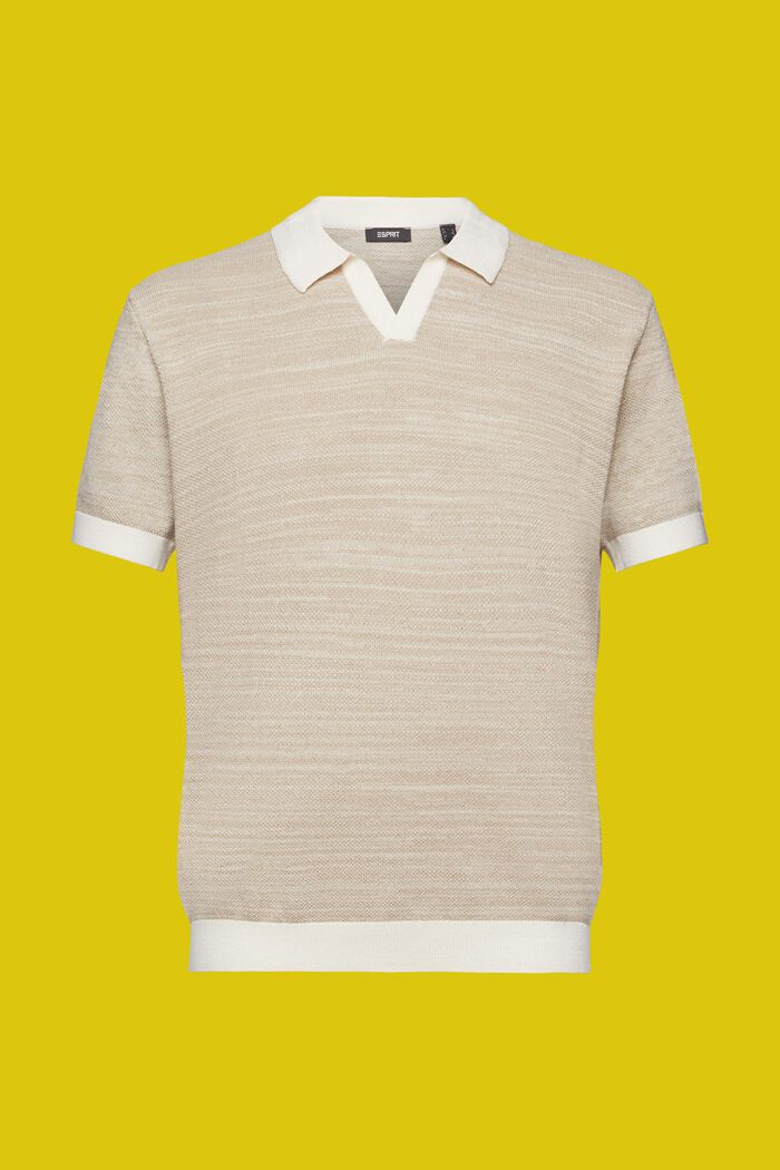 Kortärmad tröja med tenniskrage, SAND, detail image number 6