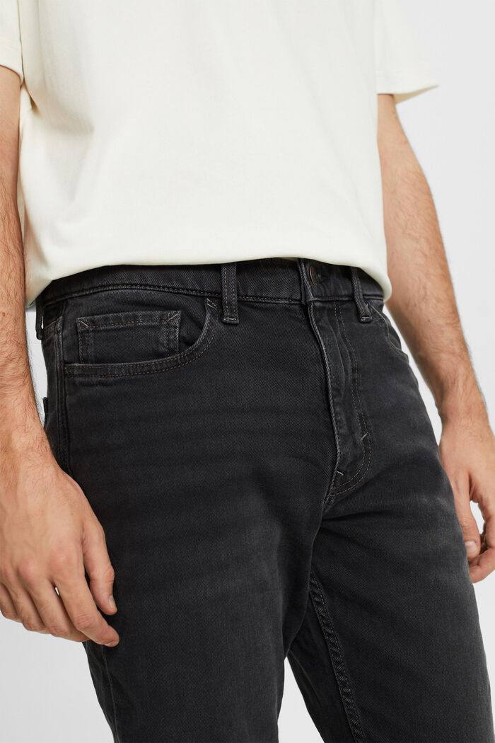 Regular avsmalnande jeans med medelhög midja, BLACK DARK WASHED, detail image number 1