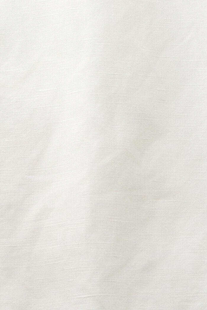 Croppad skjortblus, linne-bomullsmix, WHITE, detail image number 4