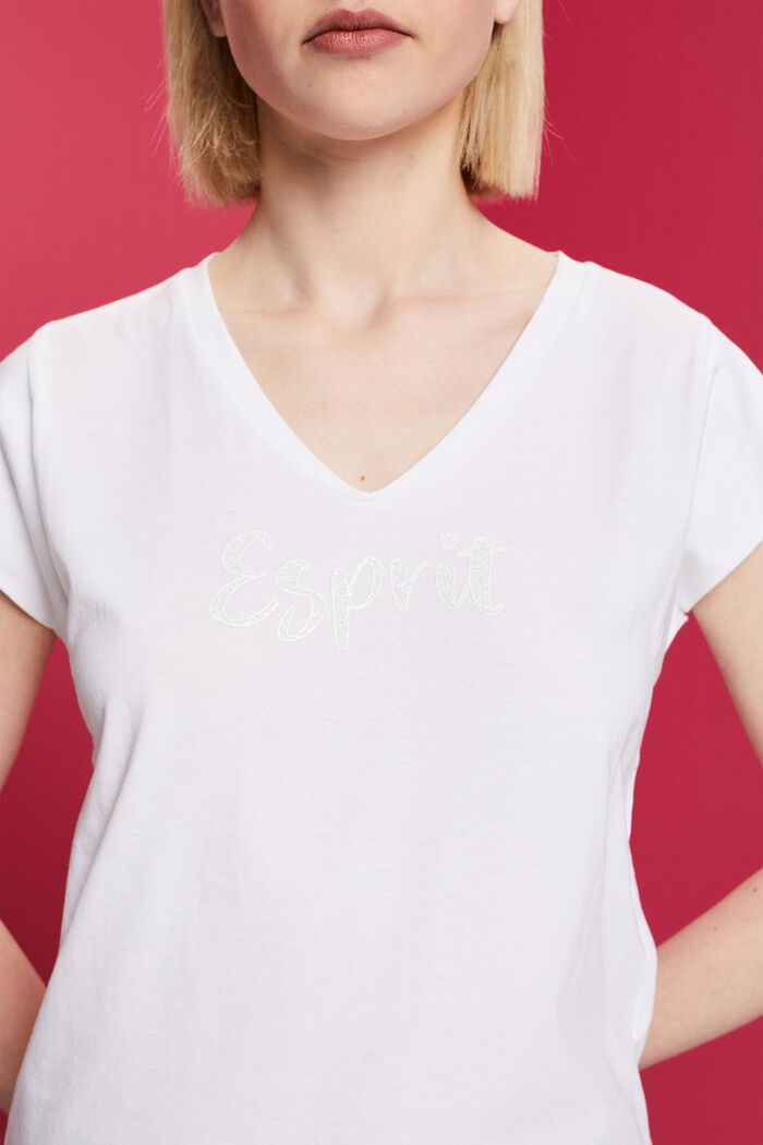 T-shirt med tryck ton-i-ton, 100 % bomull, WHITE, detail image number 2