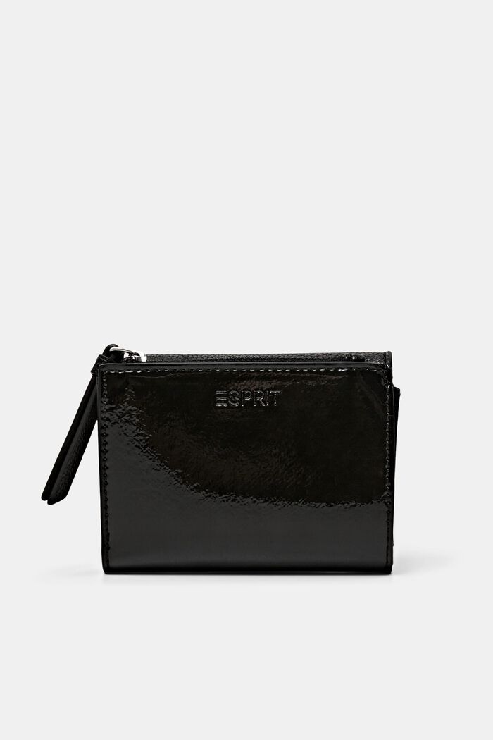 Glansig plånbok med viklock, BLACK, detail image number 2