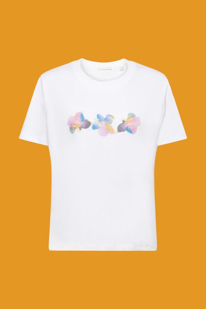 Bomulls-T-shirt med blomtryck