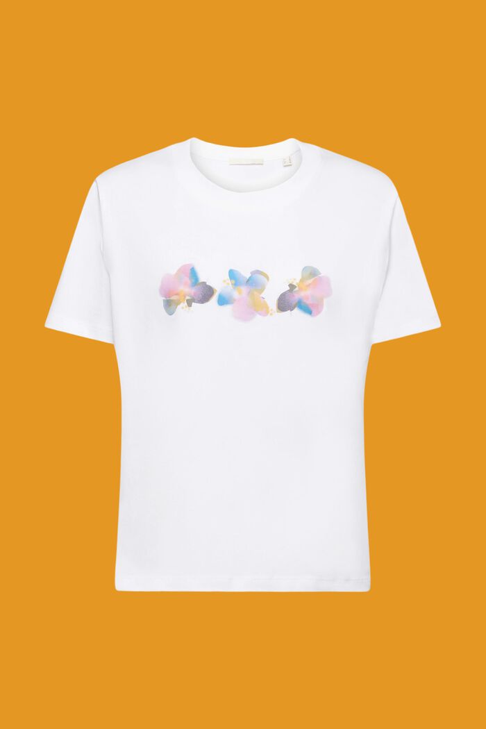 Bomulls-T-shirt med blomtryck, WHITE, detail image number 5