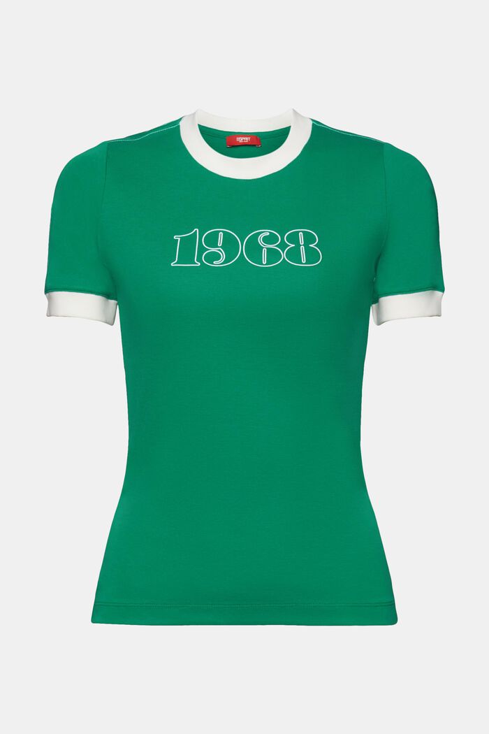T-shirt i bomullsjersey med logo, DARK GREEN, detail image number 6