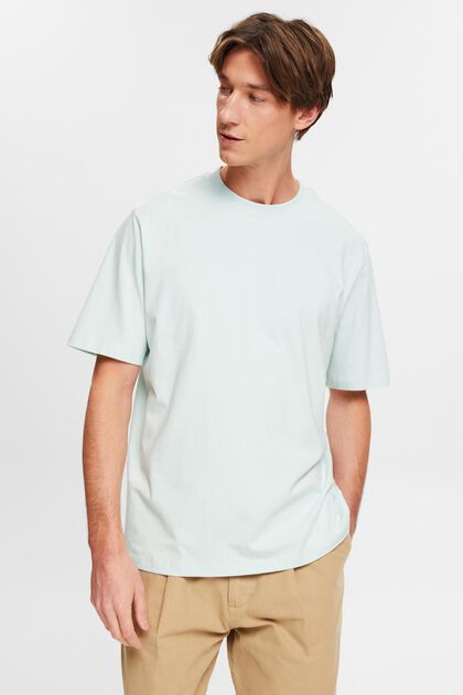 Bomulls-T-shirt med rund ringning