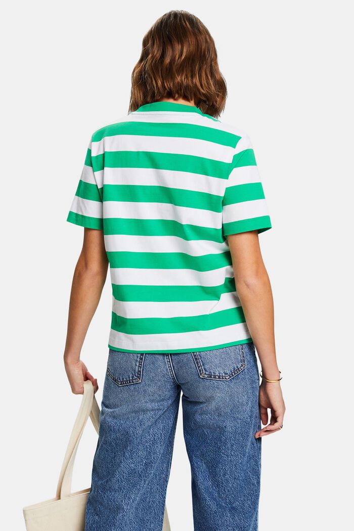 Randig T-shirt i pimabomull med broderad logo, GREEN, detail image number 2