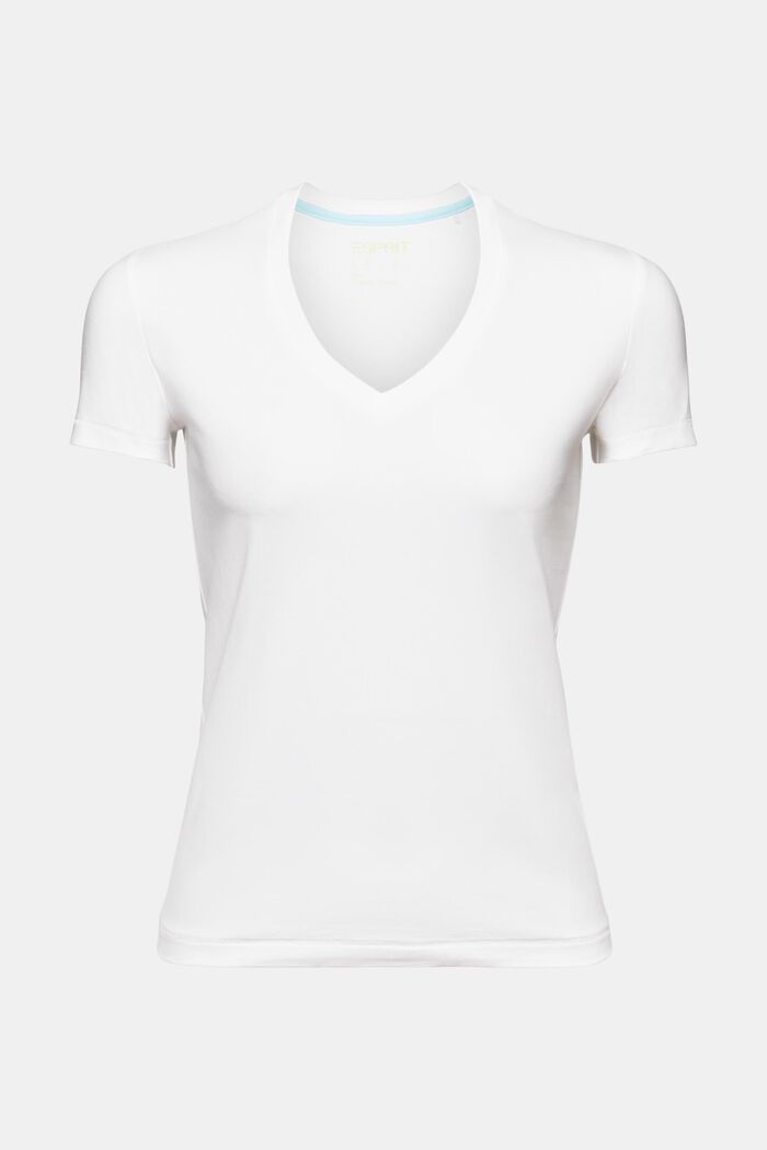 V-ringad T-shirt i jersey, WHITE, detail image number 5