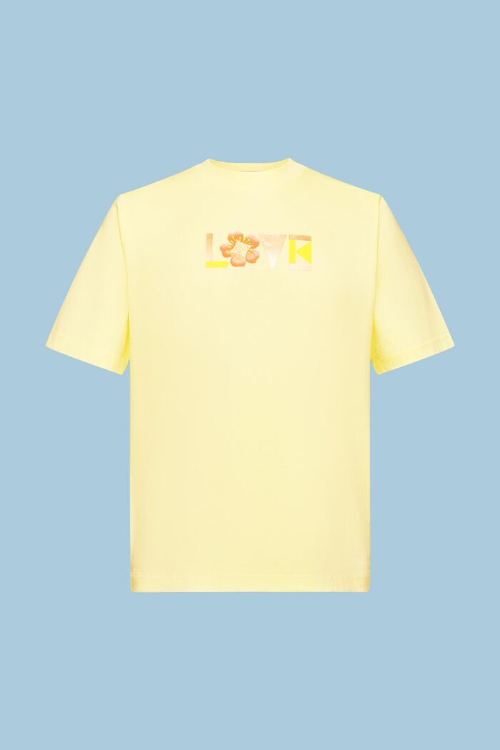 T-shirt i pimabomull med tryck, unisexmodell, PASTEL YELLOW, detail image number 8