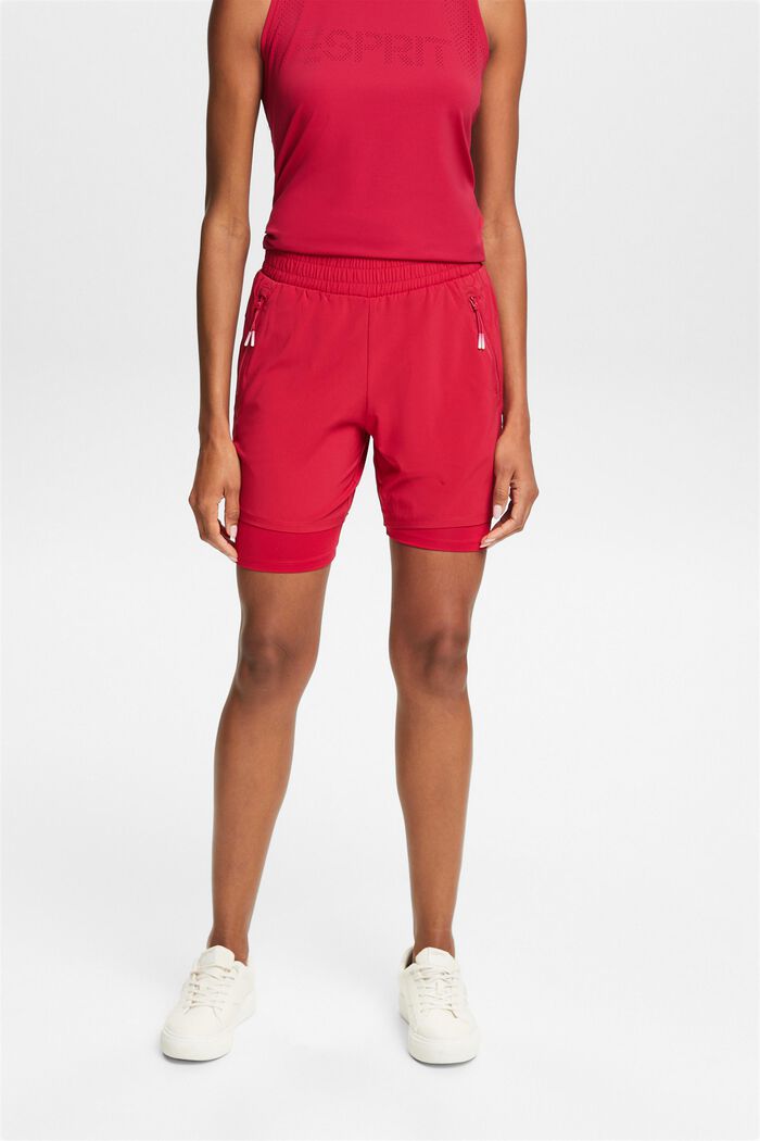 Active-shorts i dubbla lager, DARK RED, detail image number 0
