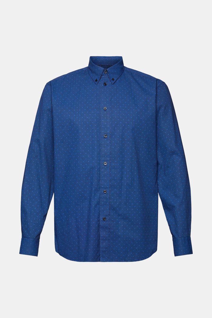 Mönstrad button down-skjorta, 100% bomull, BRIGHT BLUE, detail image number 5