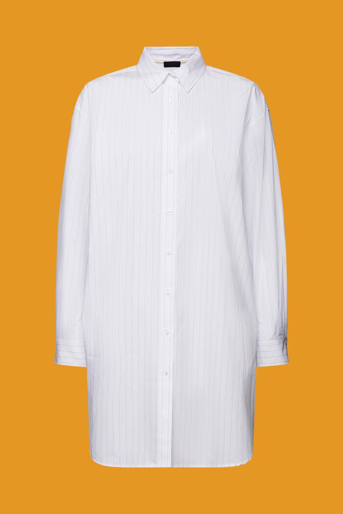 Kritstrecksrandig skjortklänning, 100% bomull, WHITE, detail image number 7