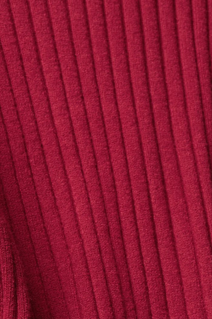 Ribbad tröja med halvpolokrage, CHERRY RED, detail image number 4