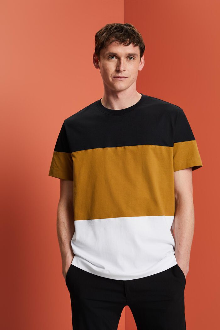 T-shirt med färgblock, 100% bomull, BLACK, detail image number 0