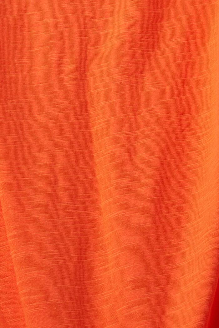 V-ringad bomulls-T-shirt med dekorativa sömmar, ORANGE RED, detail image number 5