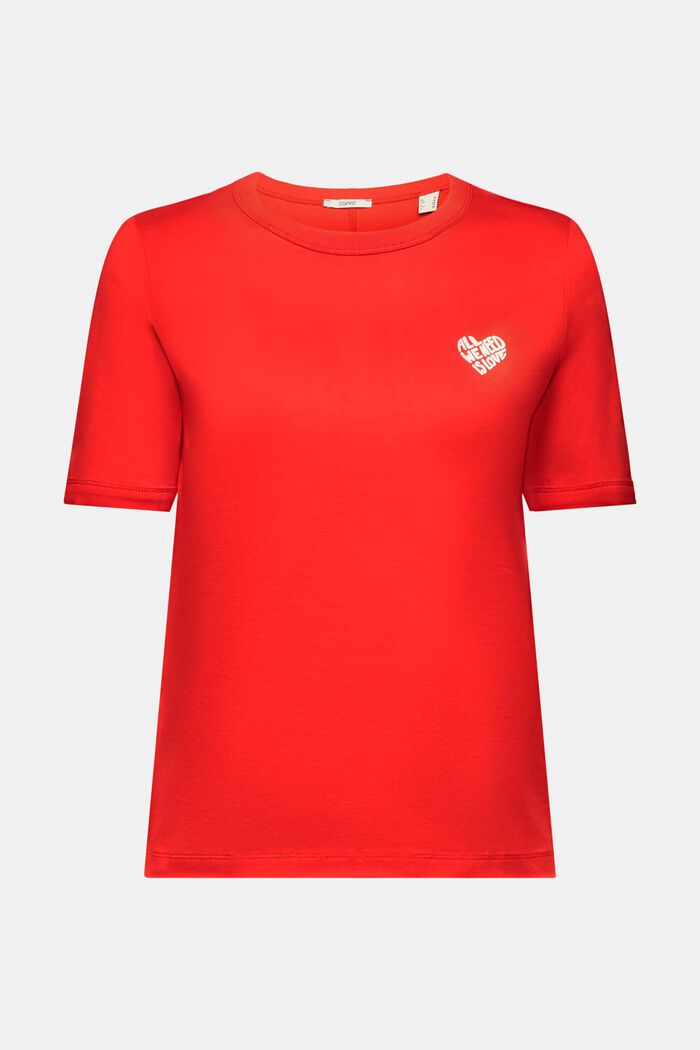 T-shirt i bomull med hjärtformad logo, RED, detail image number 6