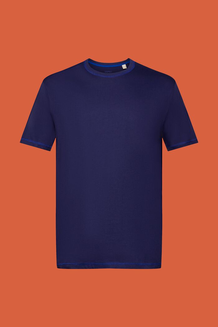 T-shirt i jersey med kontrastfärgade sömmar, DARK BLUE, detail image number 6
