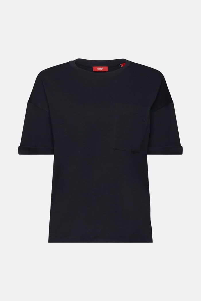 T-shirt i oversize med påsydd ficka, BLACK, detail image number 7
