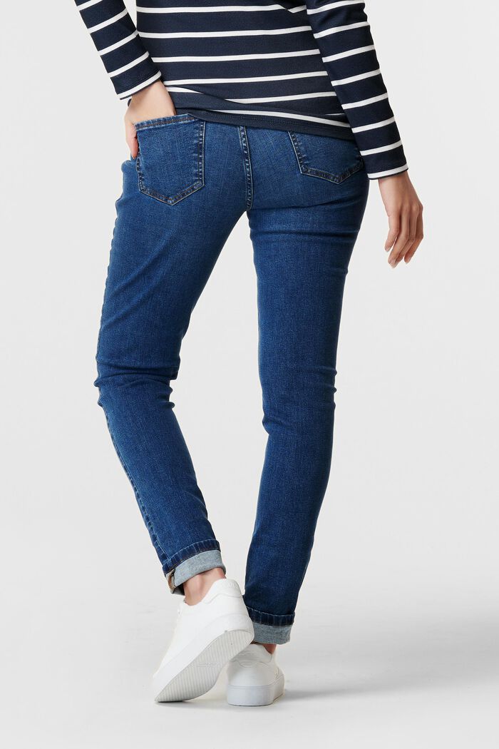 Jeans med midjeband över magen, ekologisk bomull, BLUE MEDIUM WASHED, detail image number 1