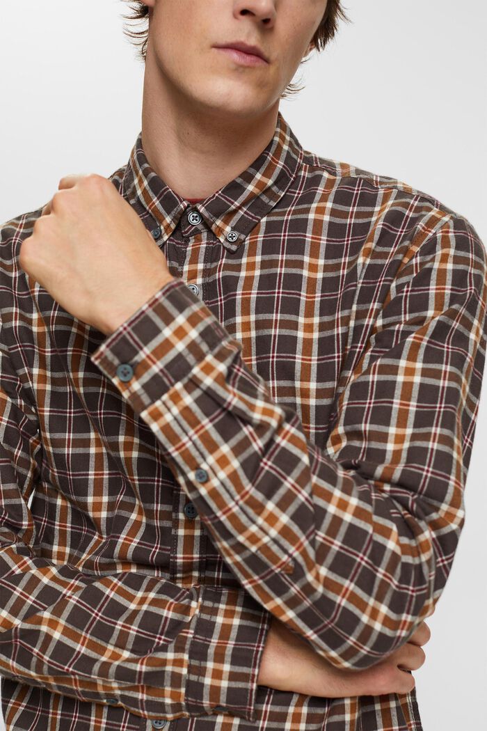 Rutig button down-skjorta, BROWN, detail image number 2