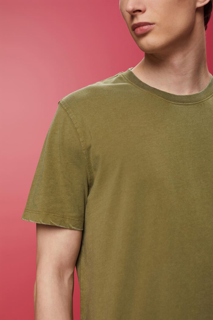 Plaggfärgad T-shirt i jersey, 100% bomull, OLIVE, detail image number 2