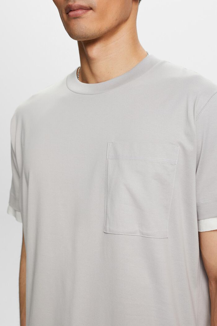 Rundringad T-shirt i lagerlook, 100% bomull, LIGHT GREY, detail image number 2