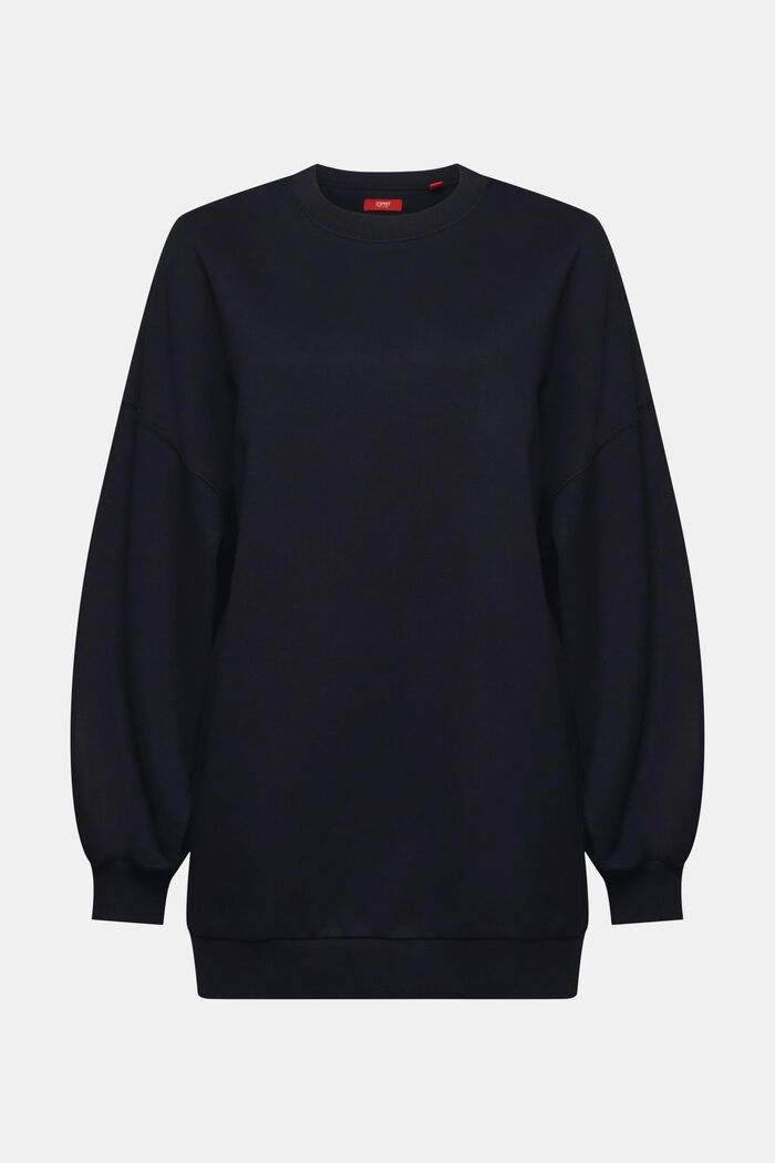 Sweatshirt med rund halsringning i fleece, BLACK, detail image number 6