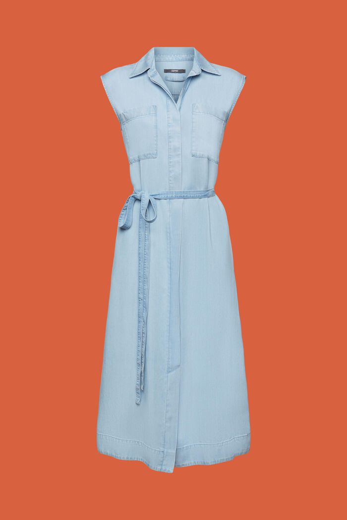 Skjortklänning i TENCEL™ denim med skärp, BLUE LIGHT WASHED, detail image number 5