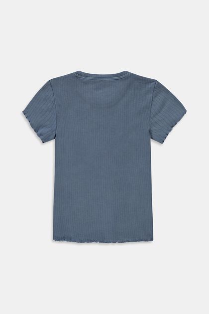 Ribbad T-shirt med krusad fåll, 100% bomull