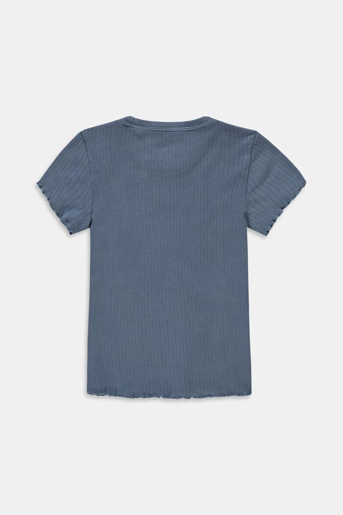 Ribbad T-shirt med krusad fåll, 100% bomull, BLUE MEDIUM WASHED, detail image number 1