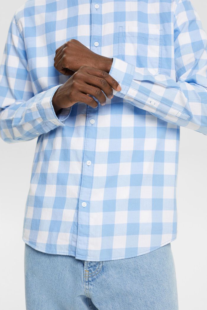 Vichyrutig flanellskjorta i hållbar bomull, BRIGHT BLUE, detail image number 4