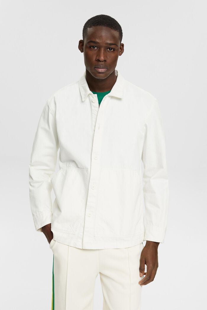 Skjortjacka i ekologisk bomull, OFF WHITE, detail image number 0