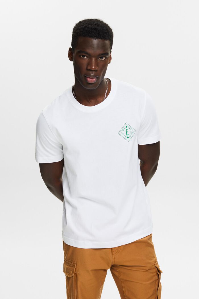 T-shirt i bomullsjersey med logo, WHITE, detail image number 0