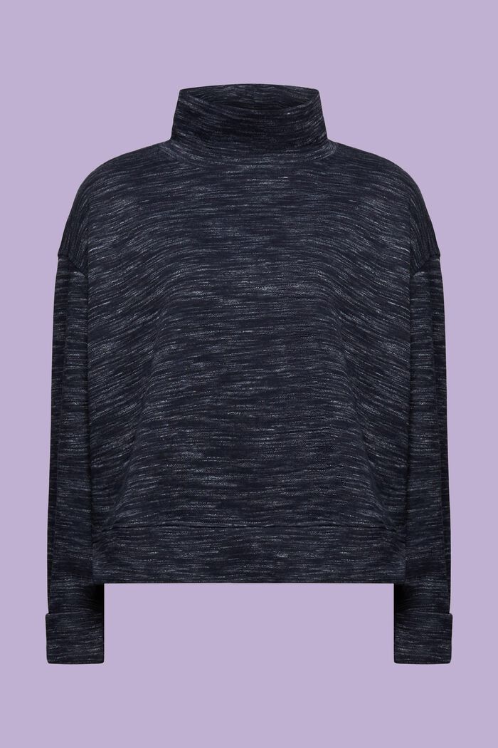 Sweatshirt i bomullsmix med hög krage, NAVY, detail image number 5