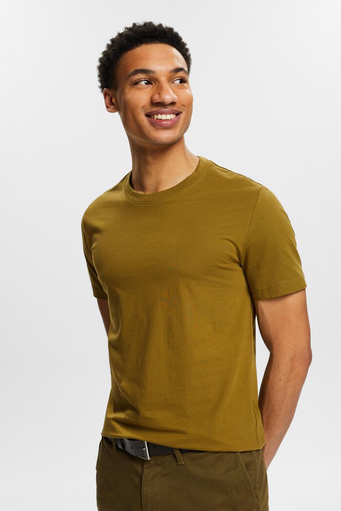 Jersey-T-shirt i ekologisk bomull, OLIVE, detail image number 0