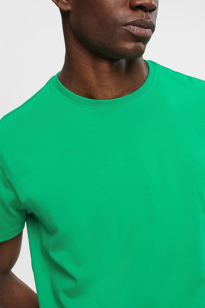 T-shirt i pimabomull med smal passform, GREEN, detail image number 2