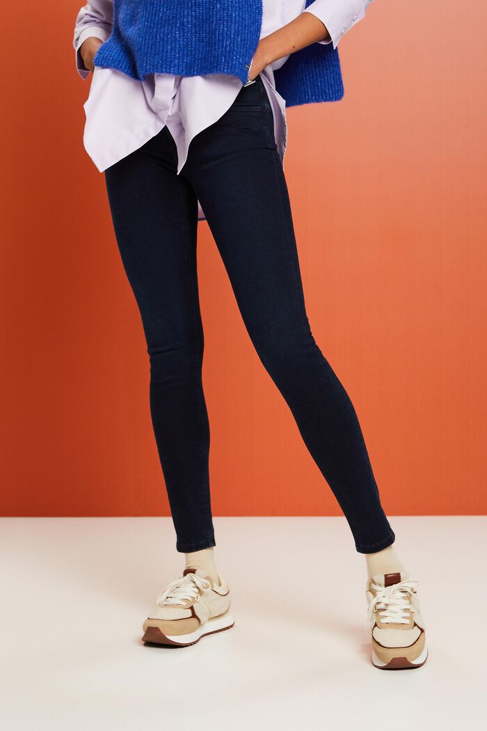 Skinny-jeans med mellanhög midja, BLUE BLACK, detail image number 0