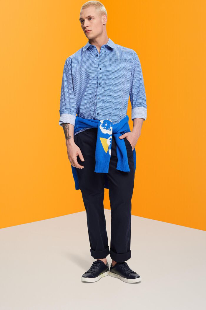 Helmönstrad skjorta med smal passform, BLUE, detail image number 1