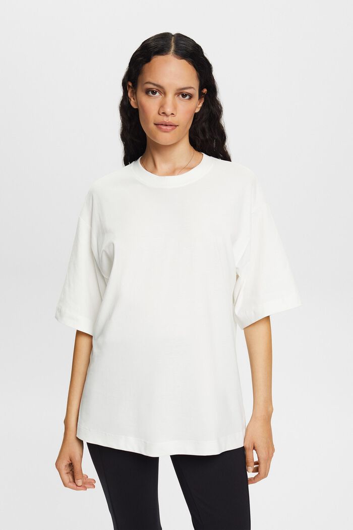 Oversize-T-shirt i bomull, OFF WHITE, detail image number 0