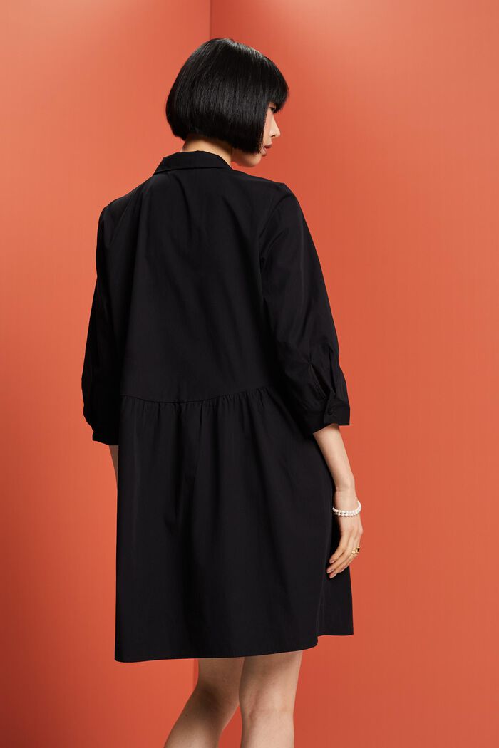A-linjeformad klänning i ekologisk bomull, BLACK, detail image number 3