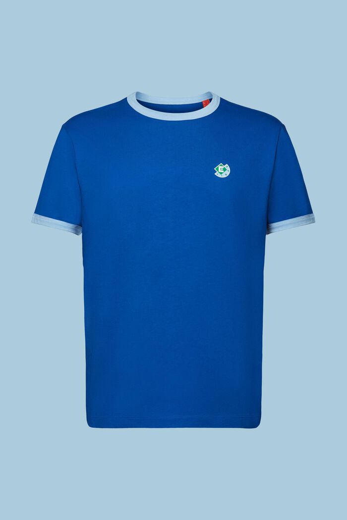 T-shirt i bomull med logo och rund ringning, BRIGHT BLUE, detail image number 6