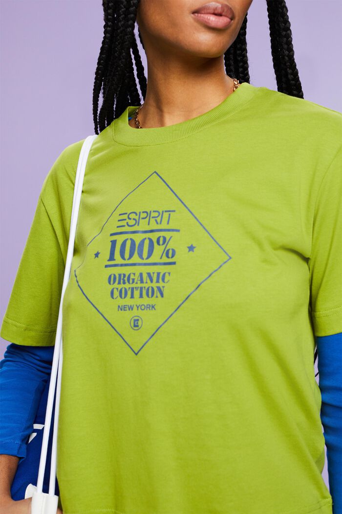 T-shirt i ekologisk bomull med tryck, LEAF GREEN, detail image number 3