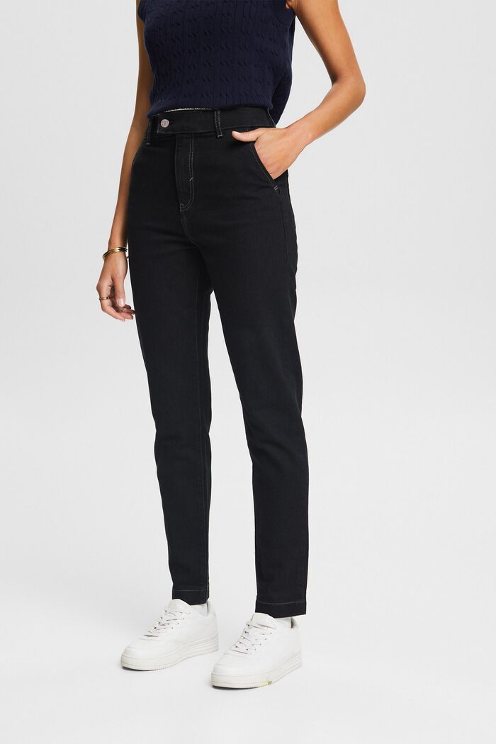 Jeans med smal passform och hög midja, BLACK RINSE, detail image number 0
