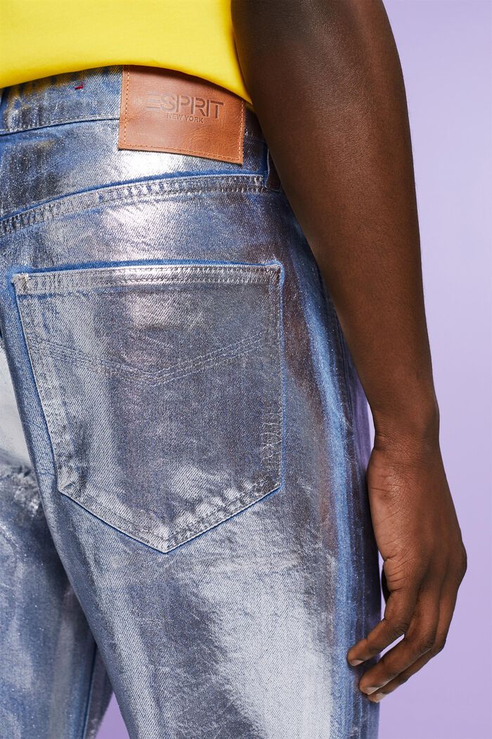Raka jeans i metallic med beläggning, GREY RINSE, detail image number 4